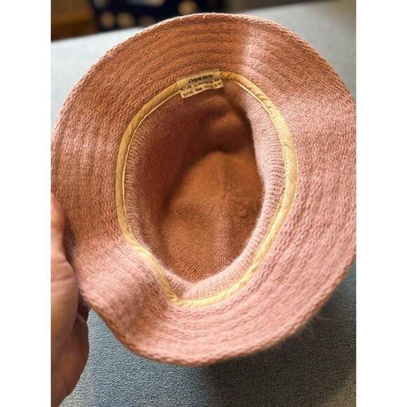 Angora Nylon Vintage Cozy Pink Bucket Hat One Size Old Money - Picture 7 of 7